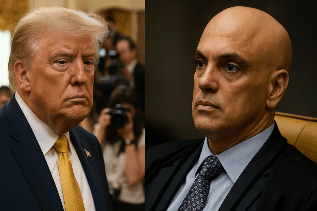 foto montagem donald trump e alexandre de moraes