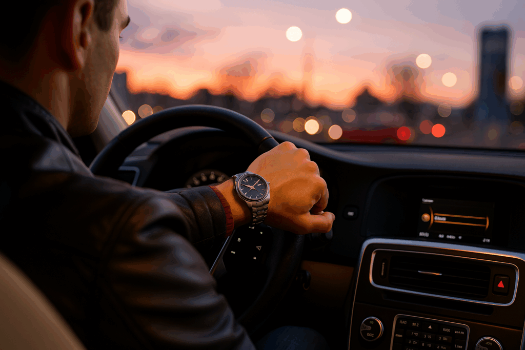 homem dirigindo a noite