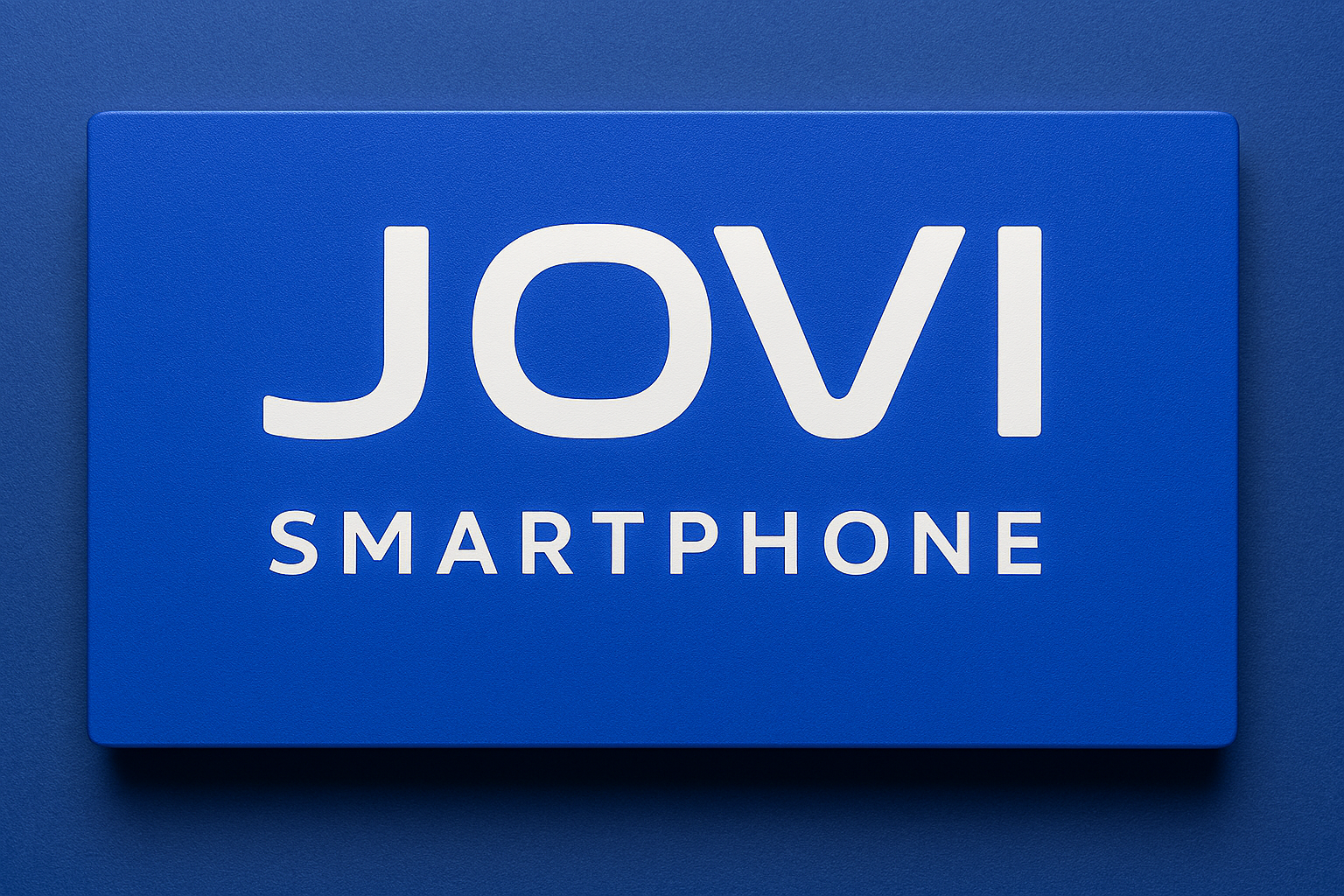 Logo da marca JOVI Smartphone sobre fundo azul vibrante