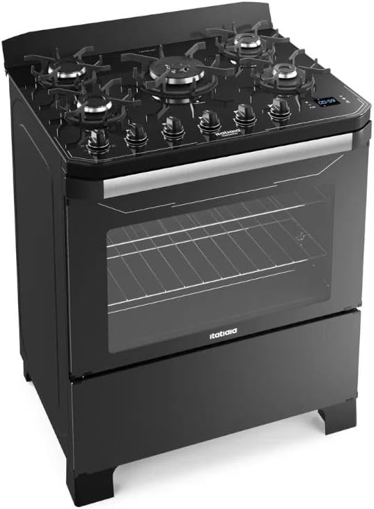 fogao itatiaia 5 bocas itamaster mesa de vidro cor preto