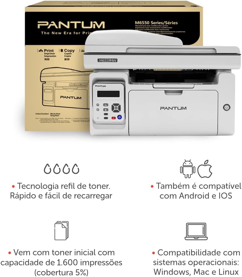 Impressora Multifuncional Laser Monocromática Pantum