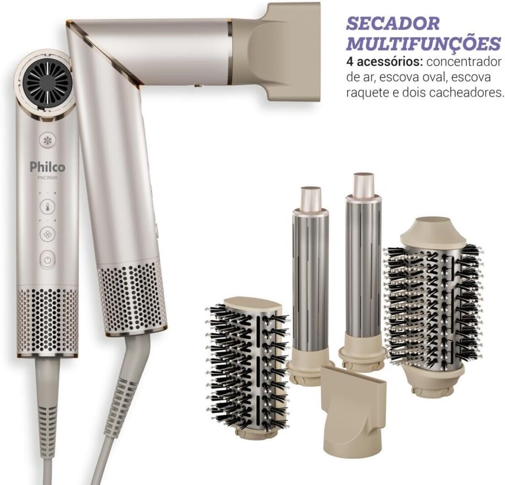 Secador de Cabelos Philco 4 em 1 Dobrável Motor BLDC PSC3500 