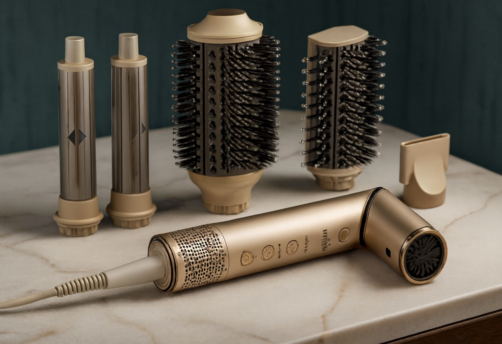 secador de cabelo Philco em 1 PSC3500 sobre bancada de mármore branco com fundo azul sofisticado