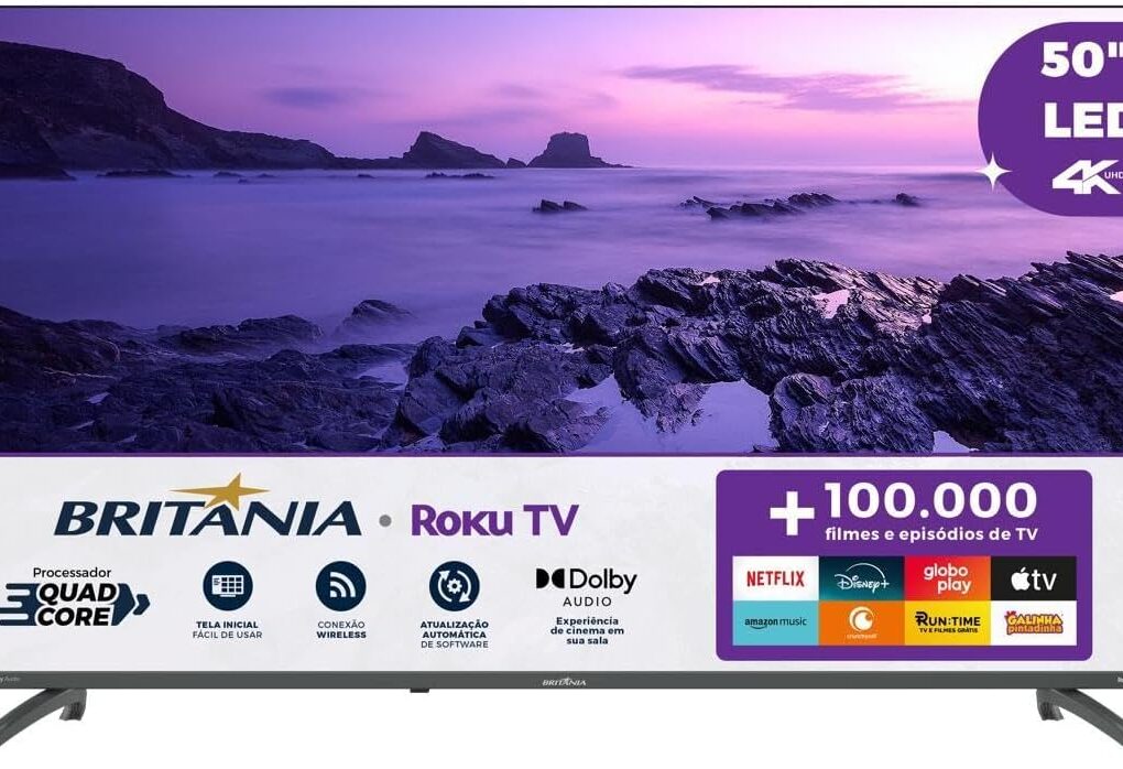 TV Smart TV 50” Britânia Roku TV LED Dolby Audio BTV50VA4REGB