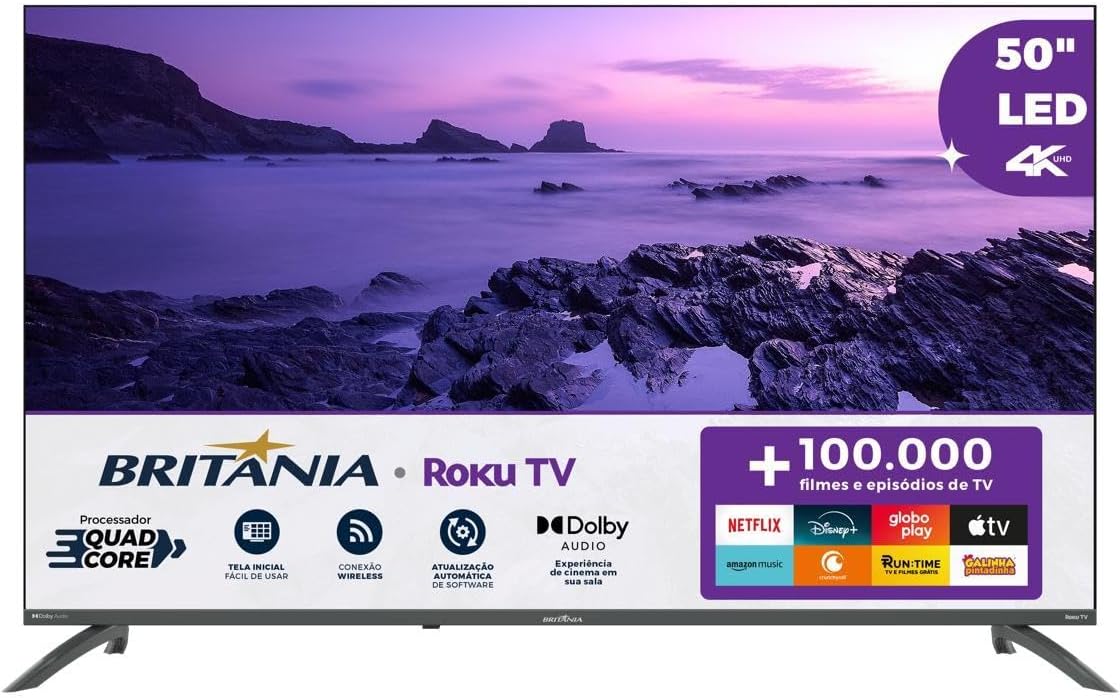 TV Smart TV 50” Britânia Roku TV LED Dolby Audio BTV50VA4REGB