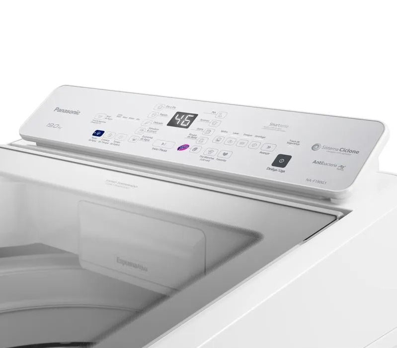 M&aacute;quina de lavar Intuitive+ Panasonic 19kg Lavagem Eficiente SmartSense Sistema Ciclone Ciclo